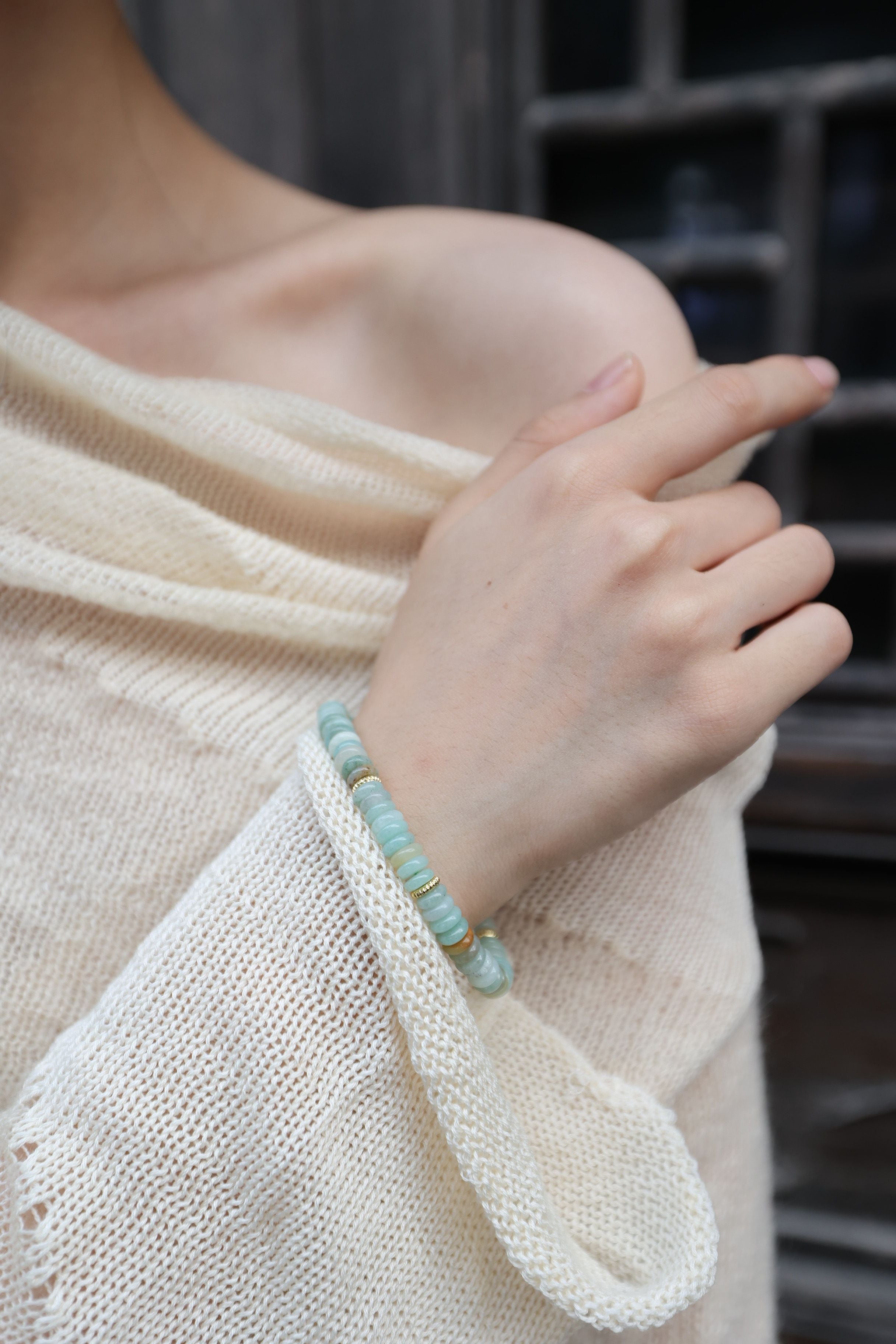 Amazonian Serenity: Amazonite River Stone Bracelet