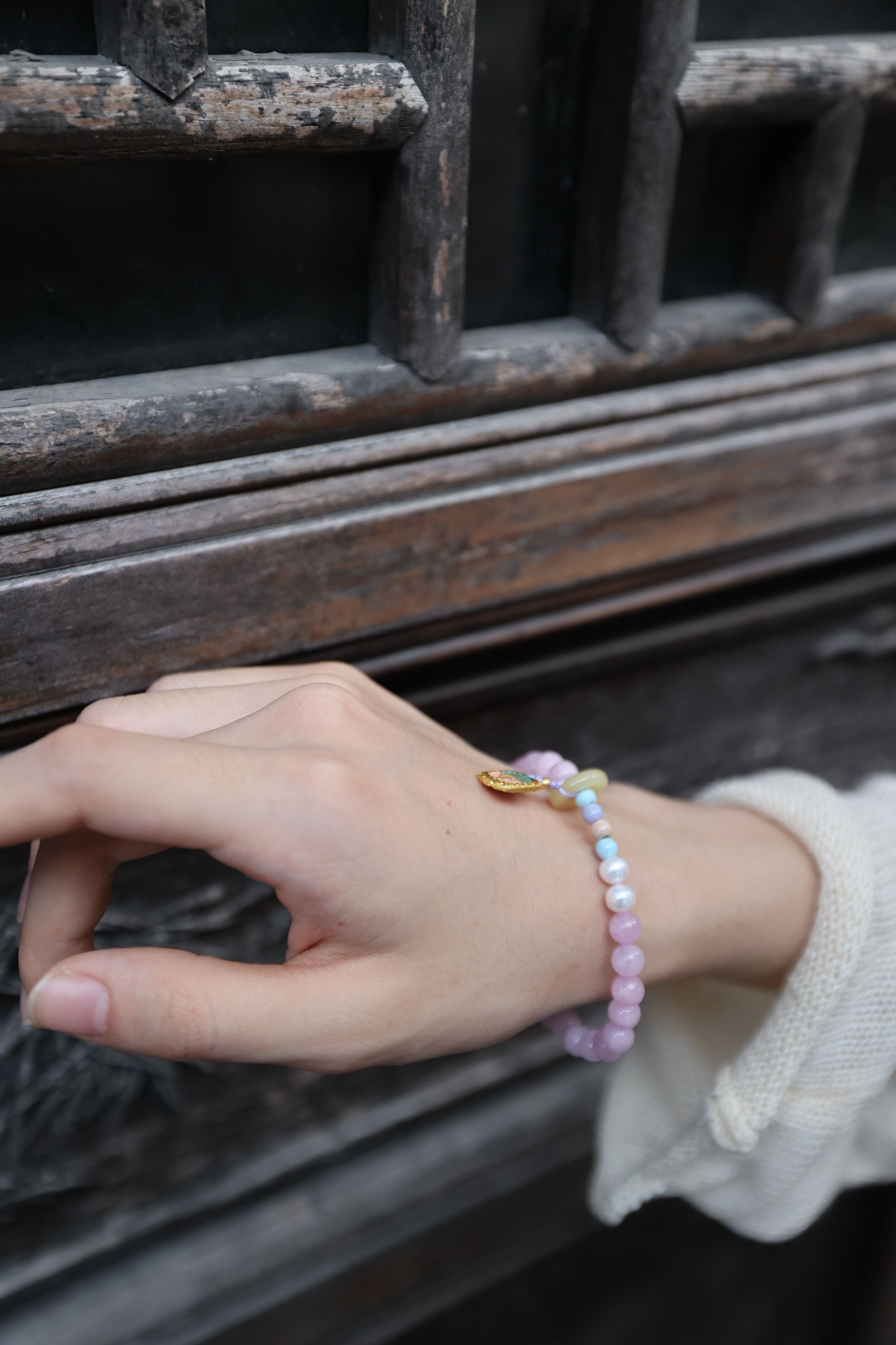 Ethereal Harmony: Kunzite, Pearl & Bodhi 32cm Necklace/Wrap Bracelet