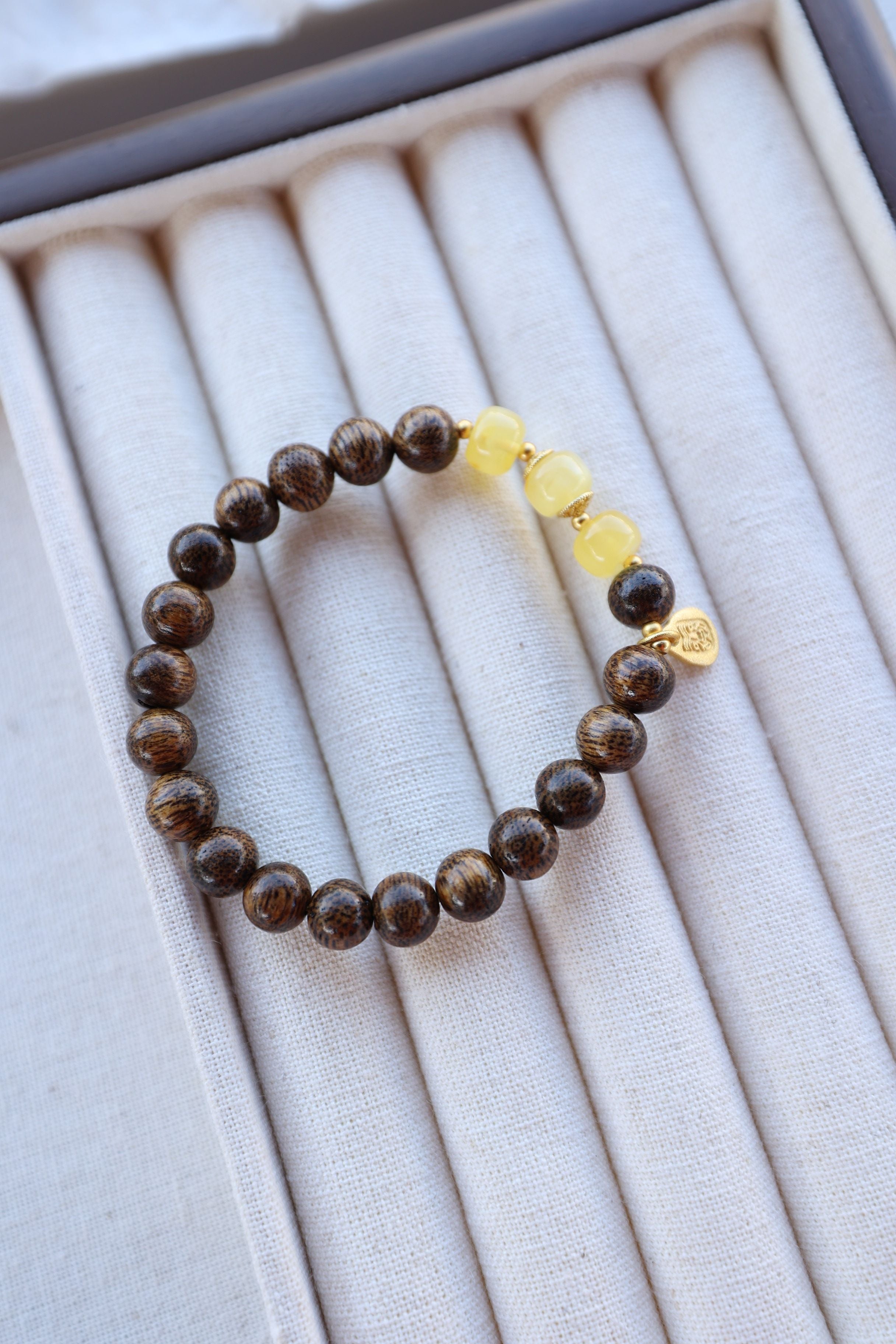 Agarwood and Amber Bracelet