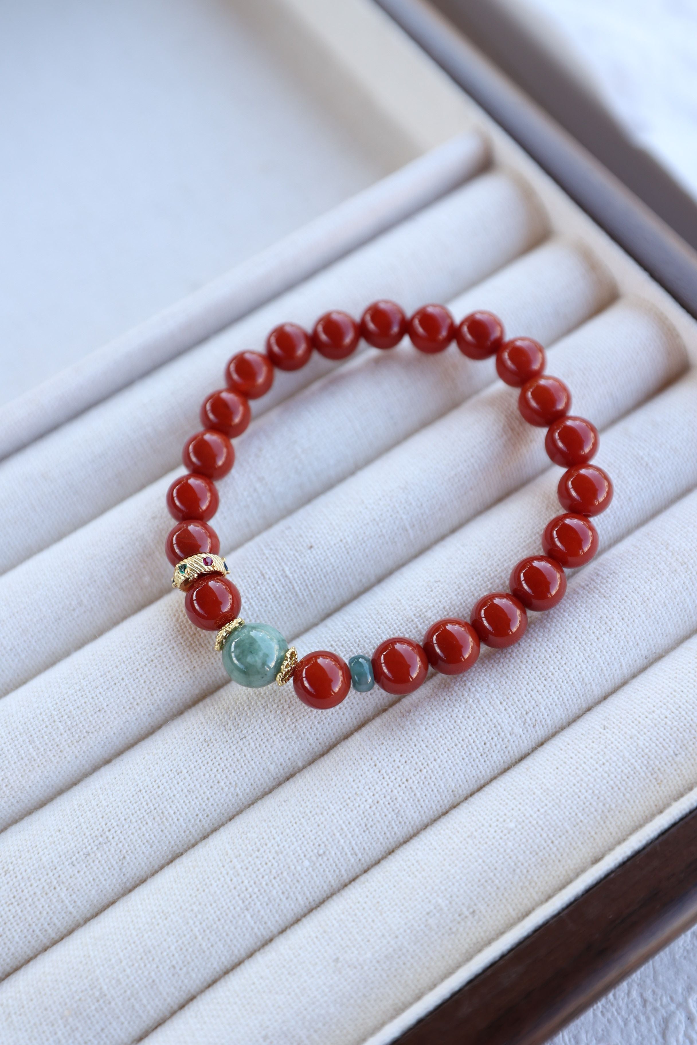 Premium South Red Agate and Jade Bracelet