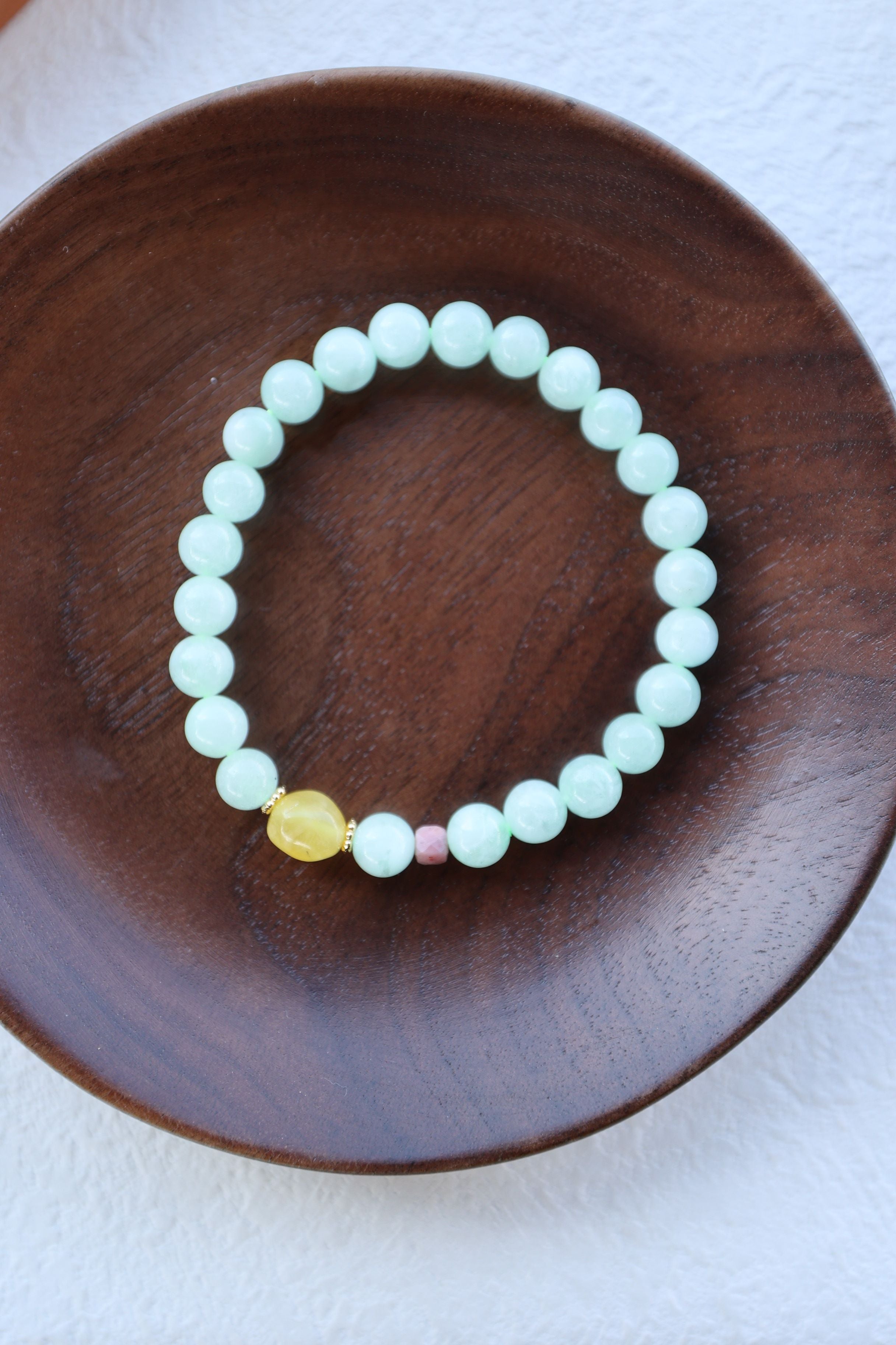 Amazonite and Amber Bracelet, 16cm with 8mm Beads