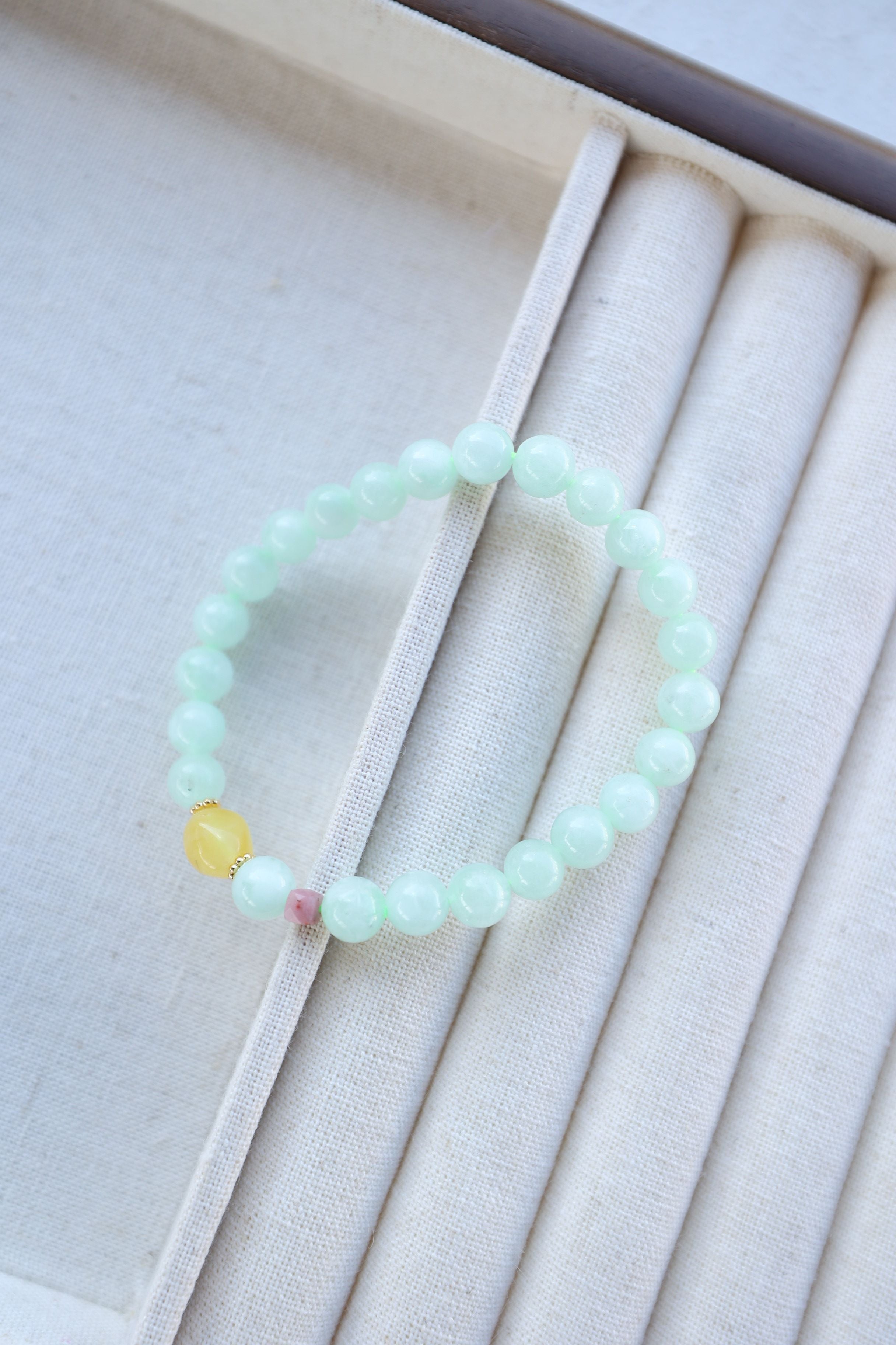 Amazonite and Amber Bracelet, 16cm with 8mm Beads