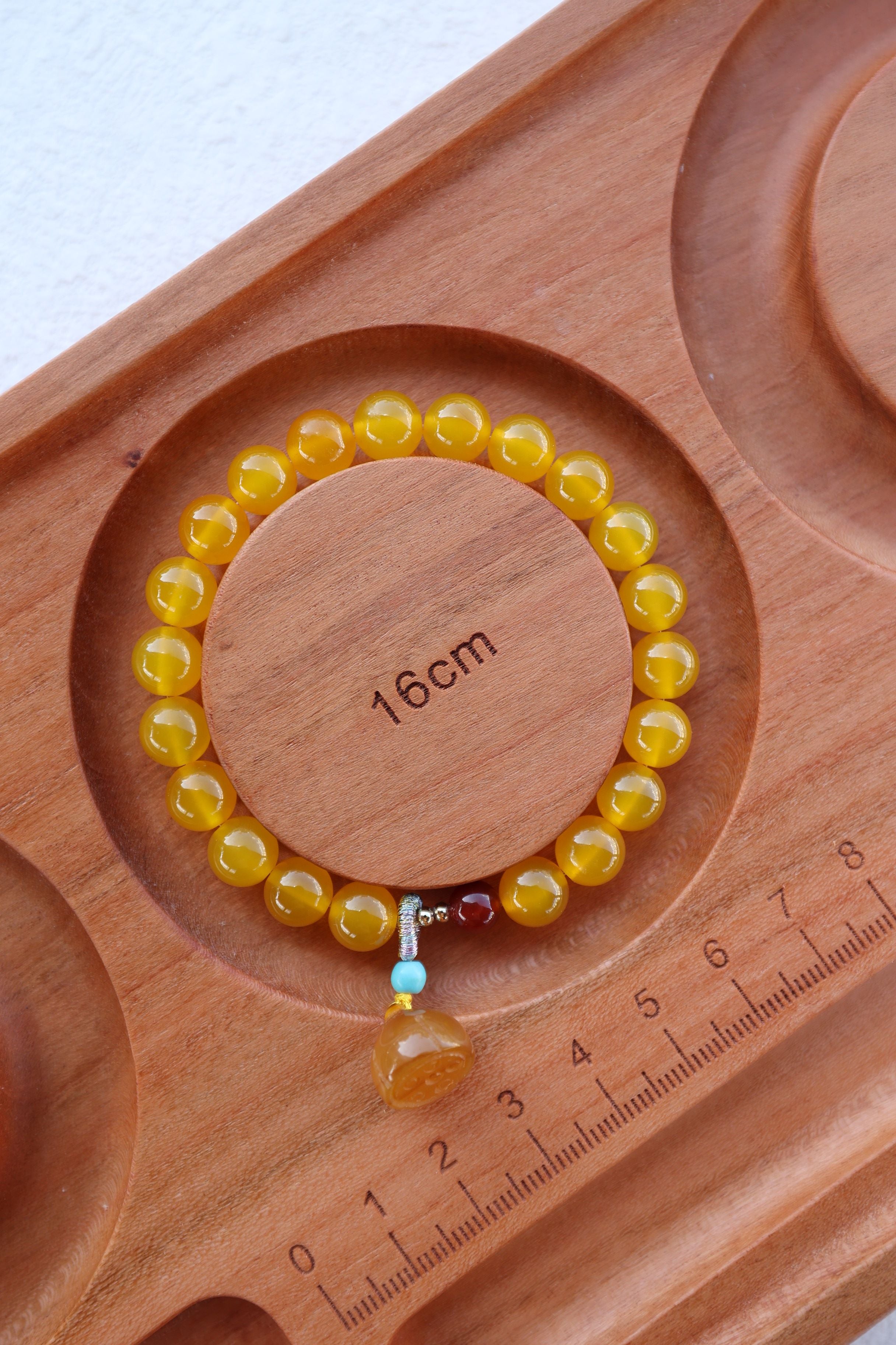 Yellow Agate Bracelet with 7mm Beads, 16cm Length