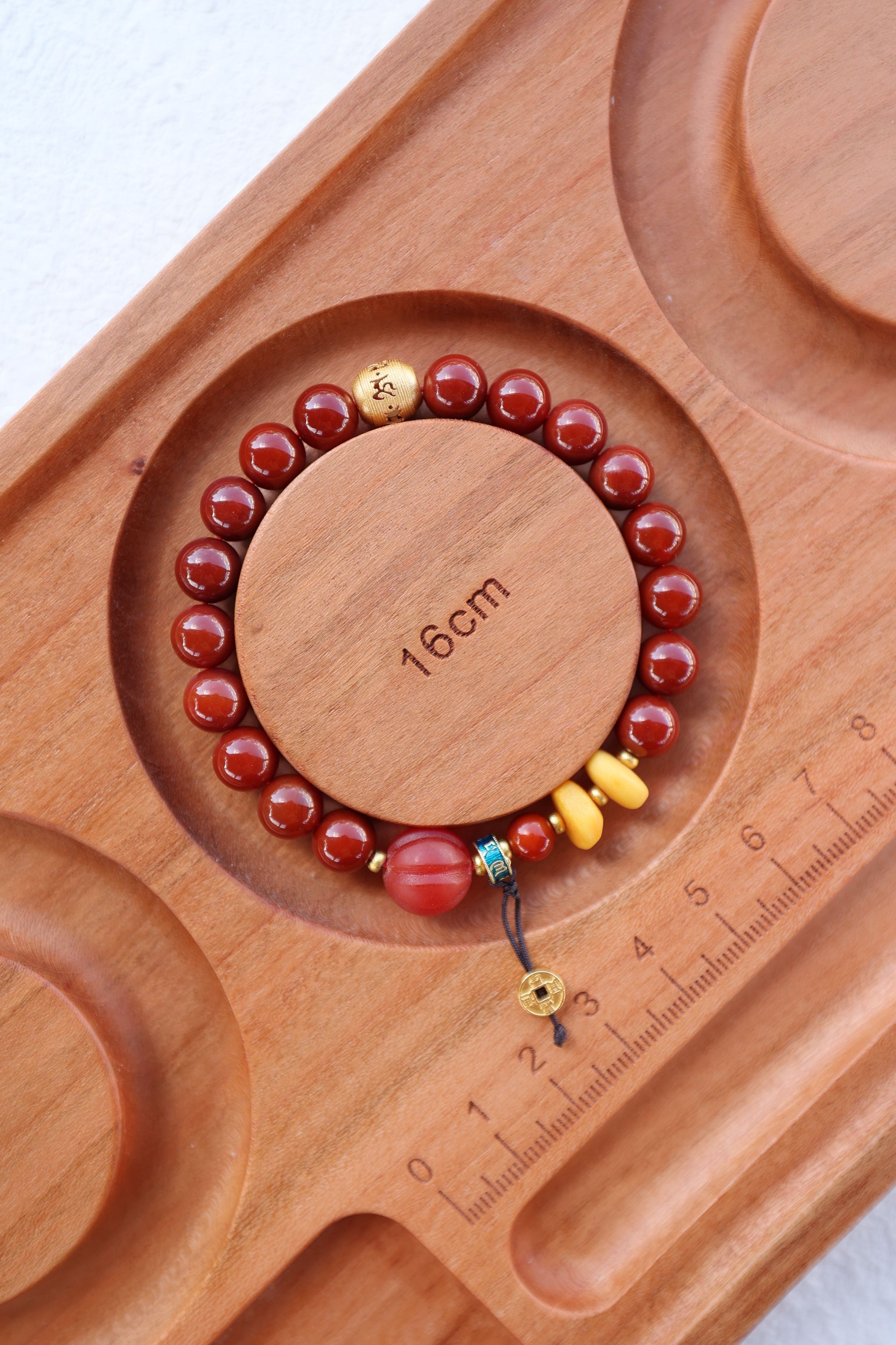 Premium South Red Agate and Amber Elastic Bracelet