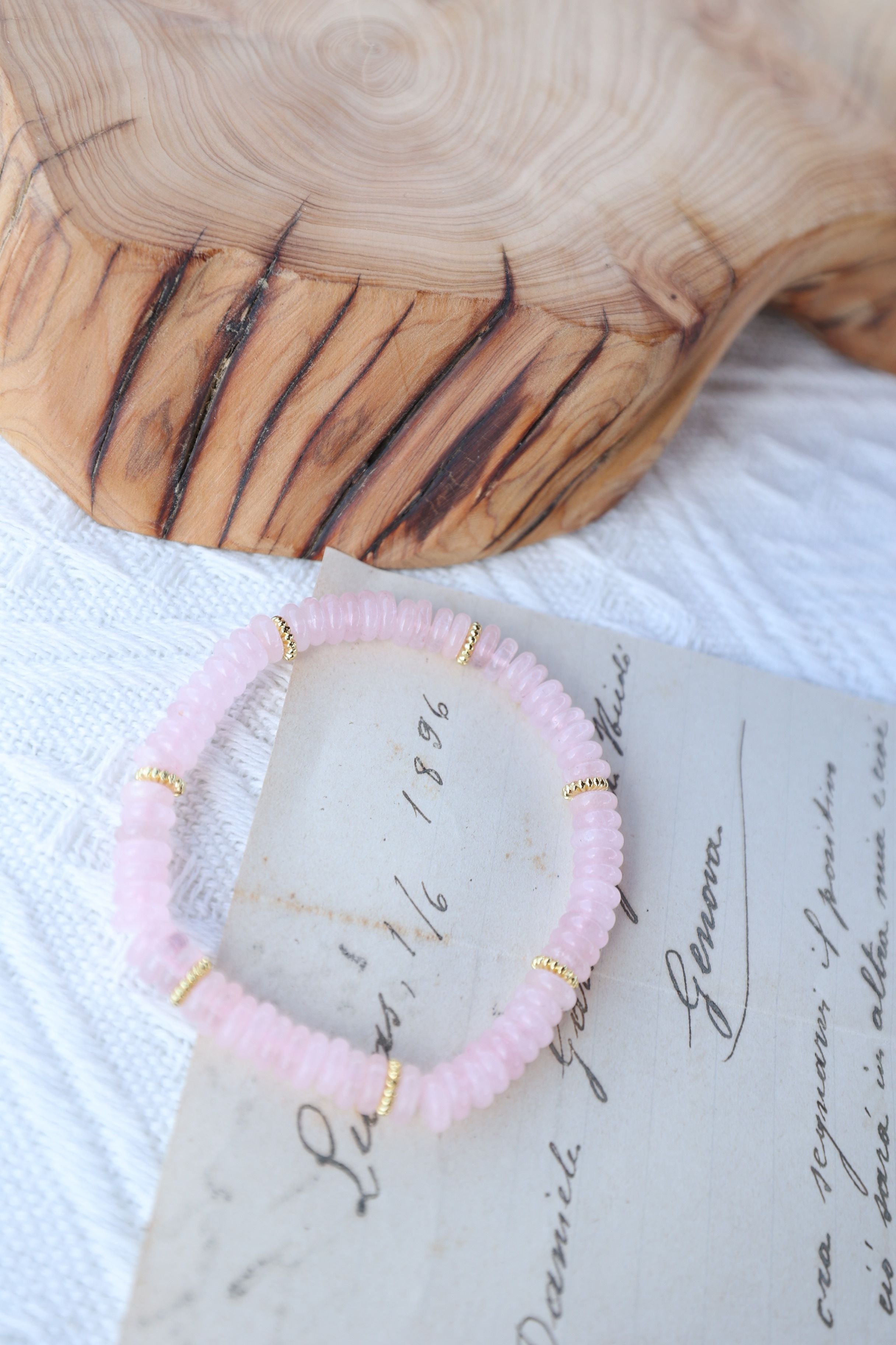 Rose Quartz Bracelet, 16cm with 7mm Beads