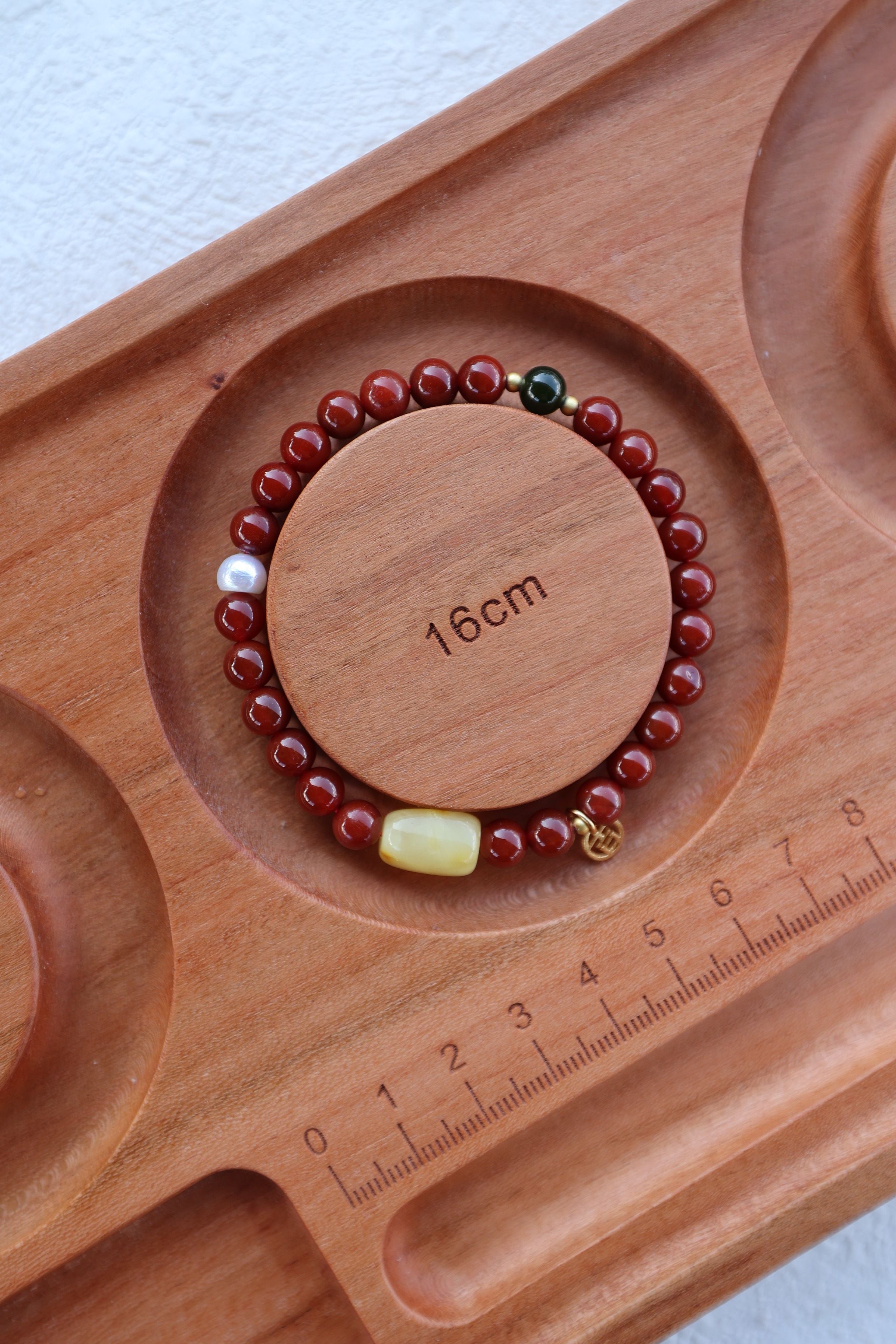 Premium South Red Agate and Amber Elastic Bracelet