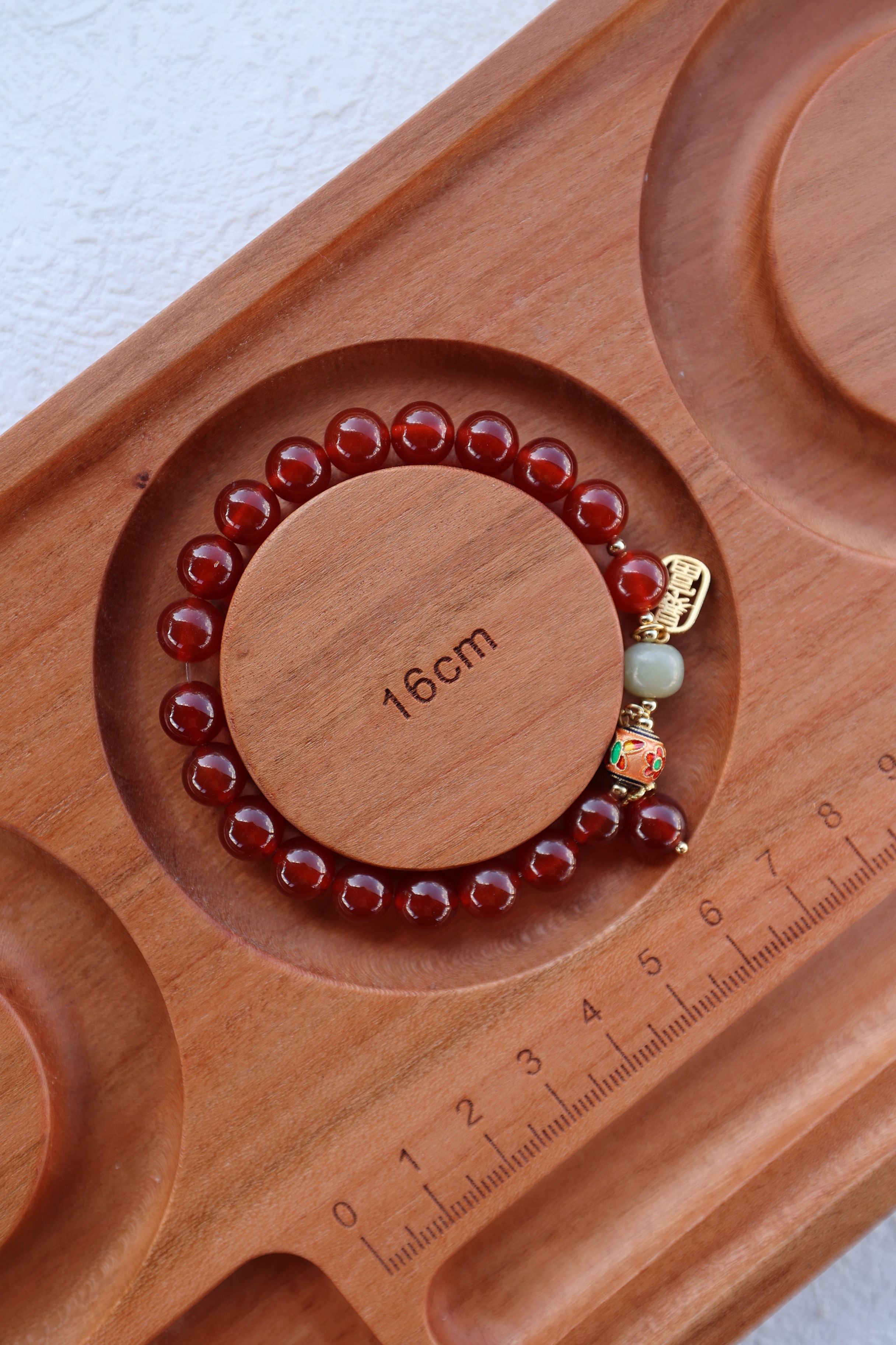 Red Agate and Hetian Jade Elastic Bracelet