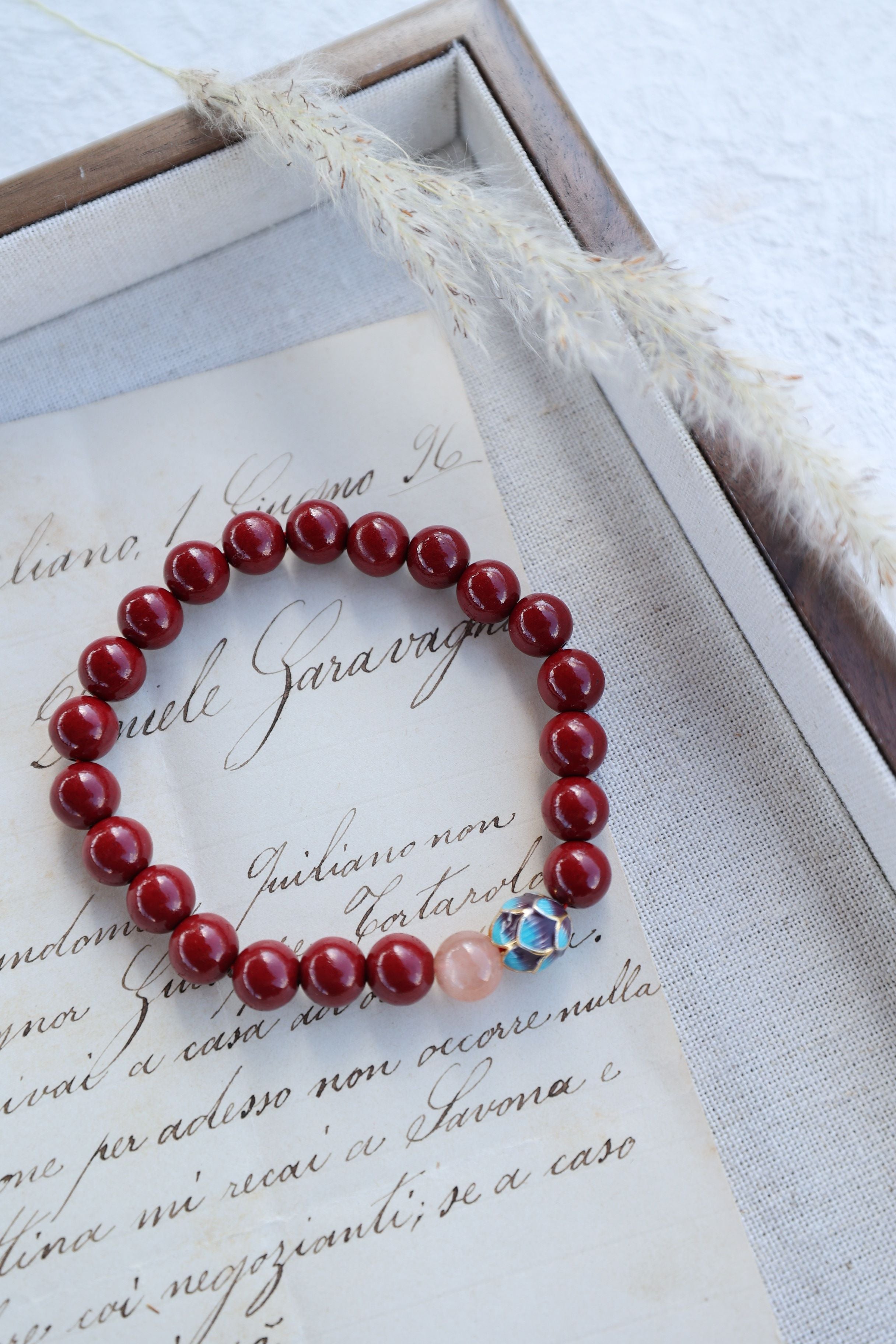 Solar Alchemy: Cinnabar & Sunstone Bracelet - 16cm Radiant Power