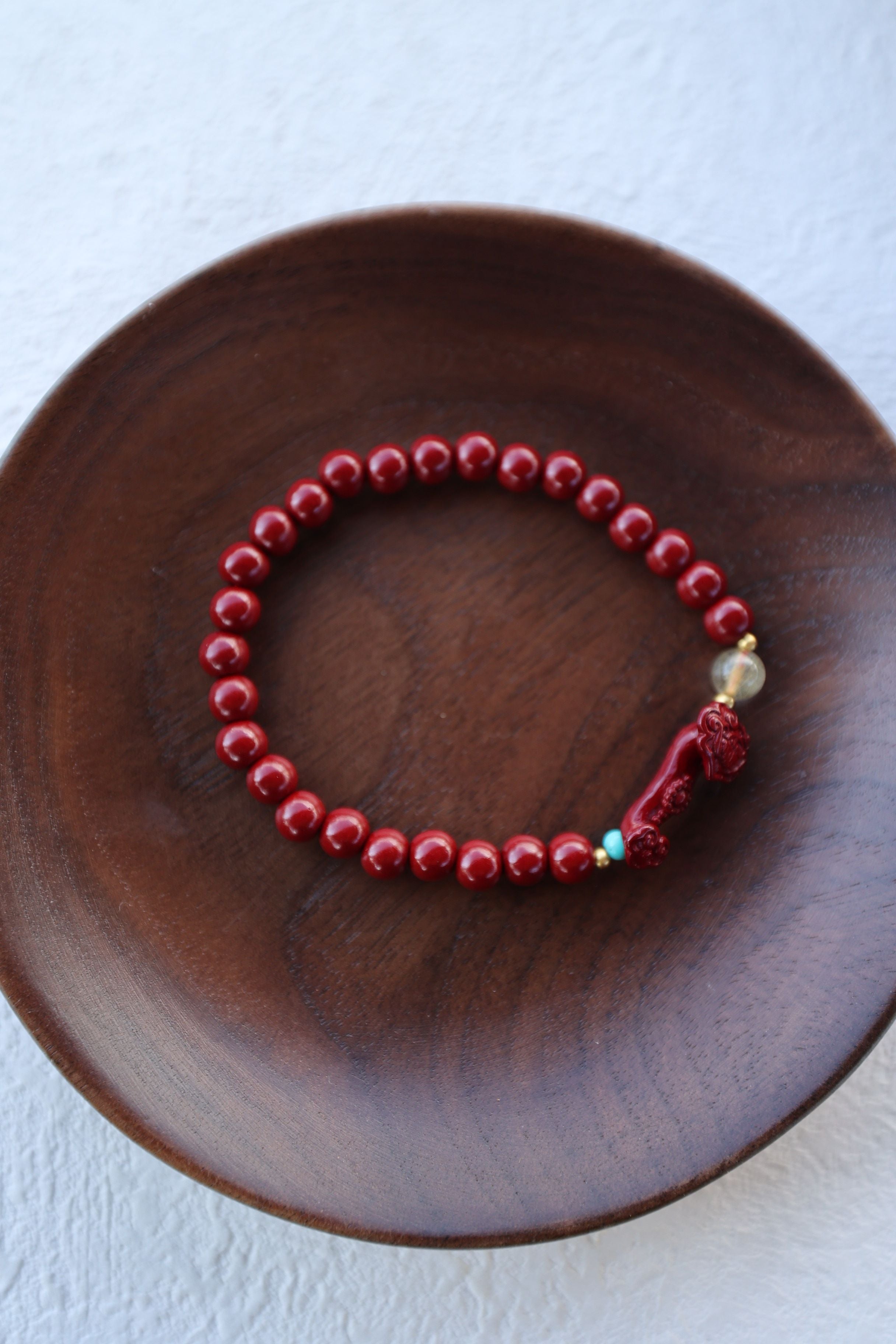 Celestial Harmony: Cinnabar, Rutilated Quartz & Turquoise Bracelet