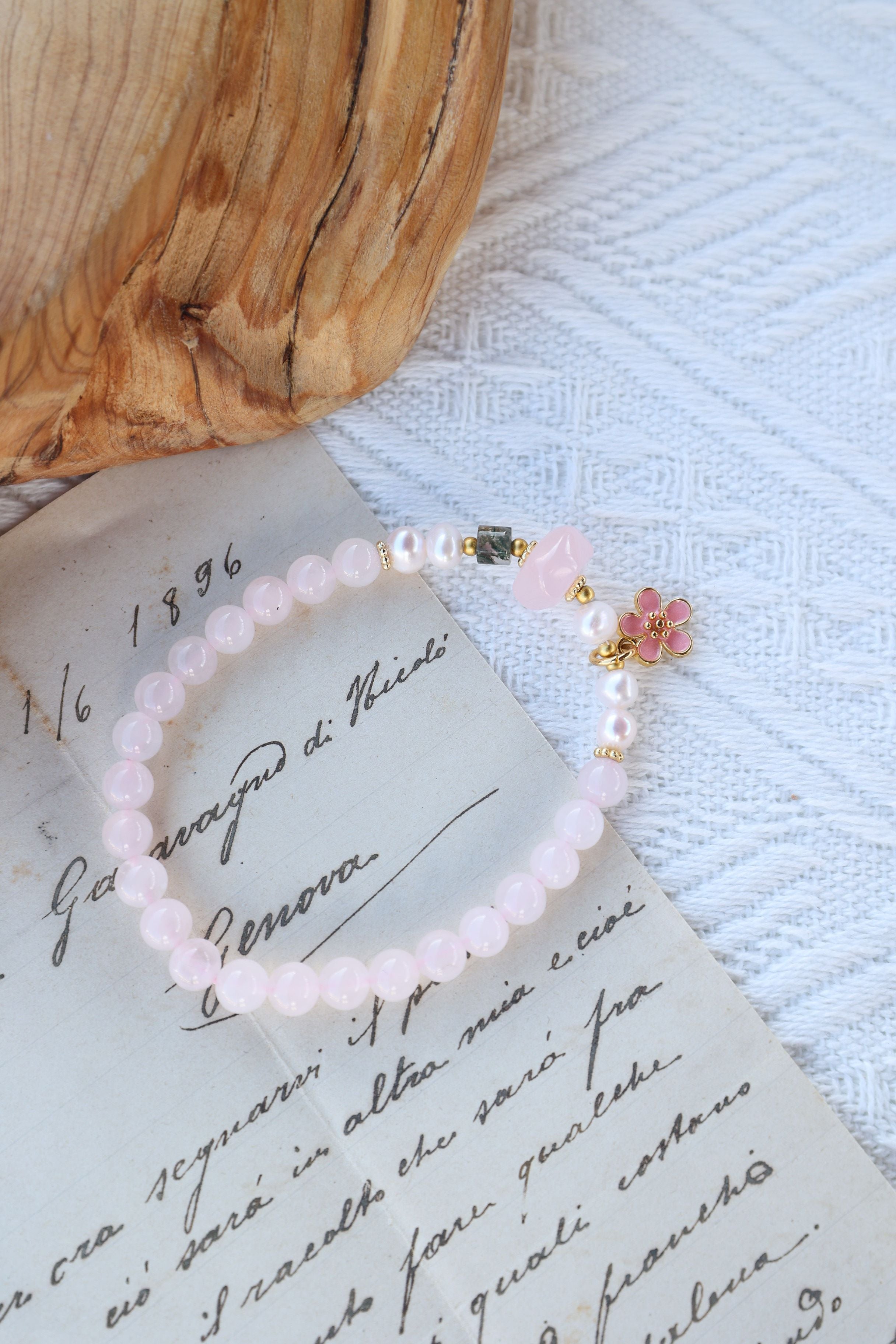 Blush Agate & Pearl Bracelet