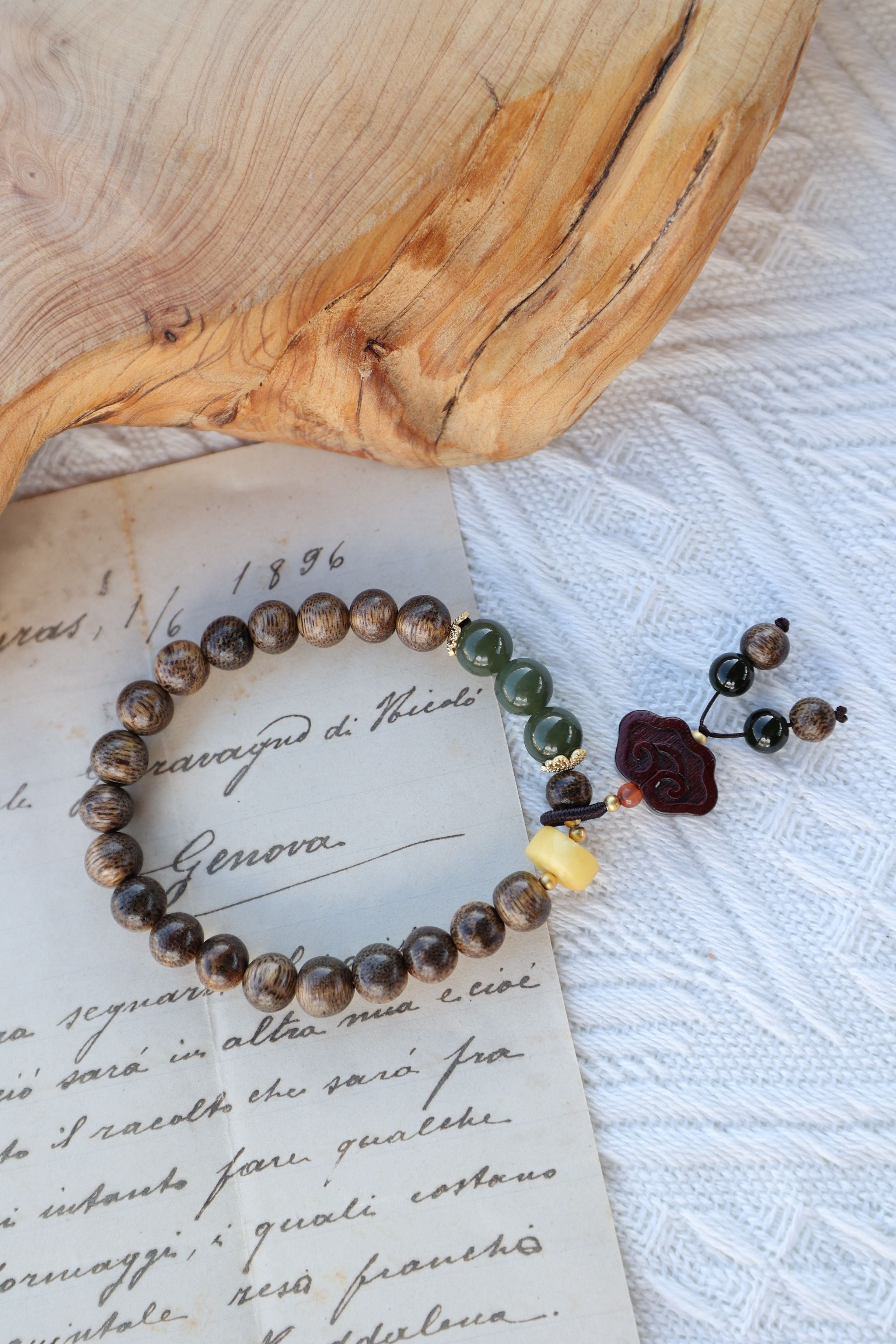 Agarwood, Amber & Jasper Harmony Bracelet