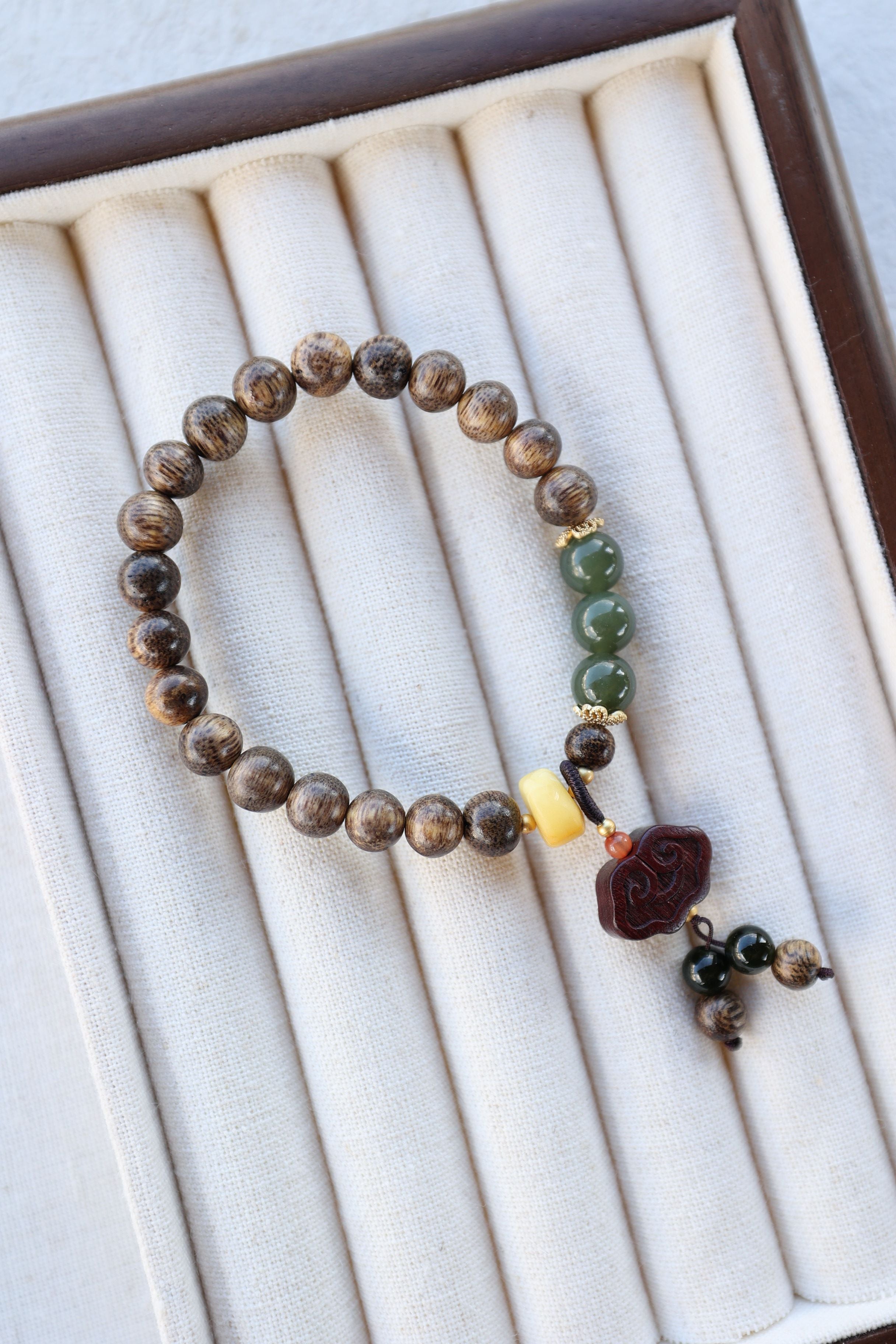 Agarwood, Amber & Jasper Harmony Bracelet