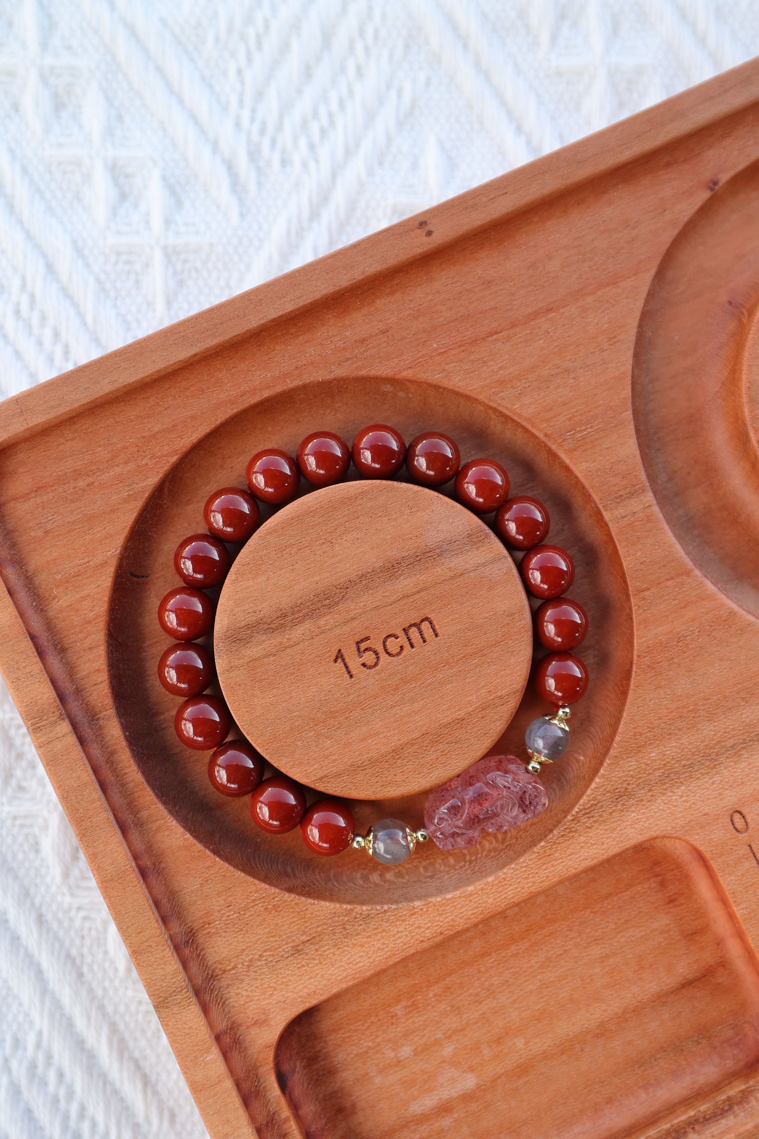 Premium South Red Agate and Strawberry Quartz Elastic Bracelet