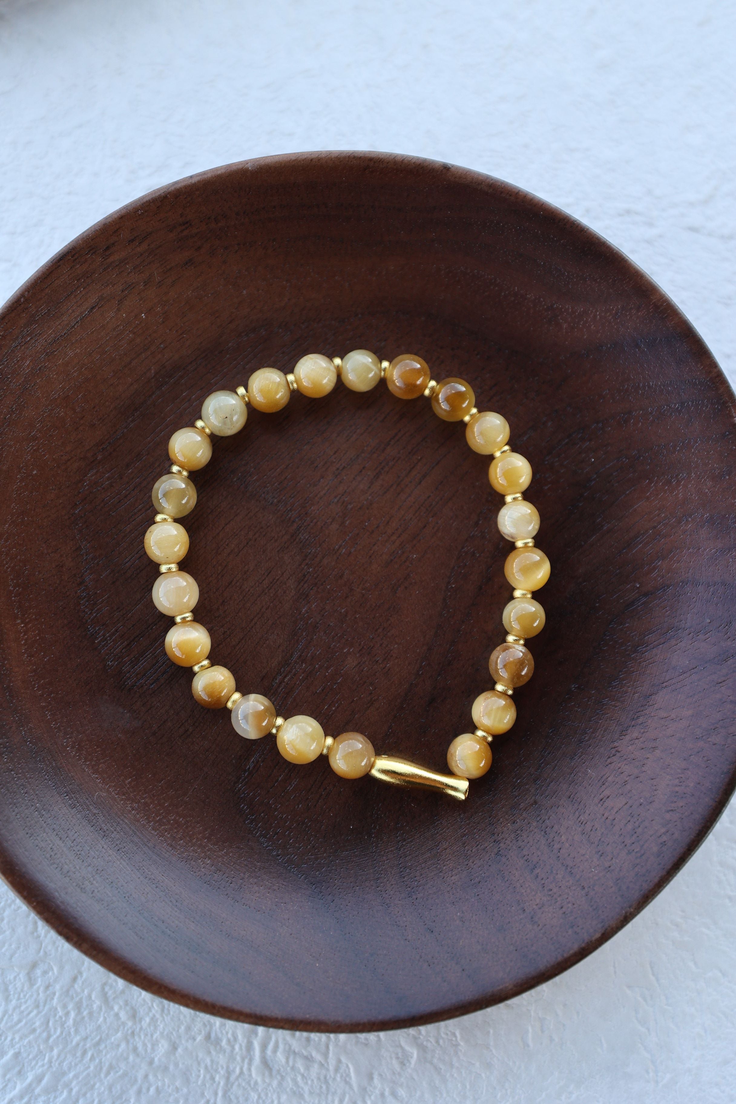 Golden Tiger's Eye Bracelet, 16cm with 7mm Beads