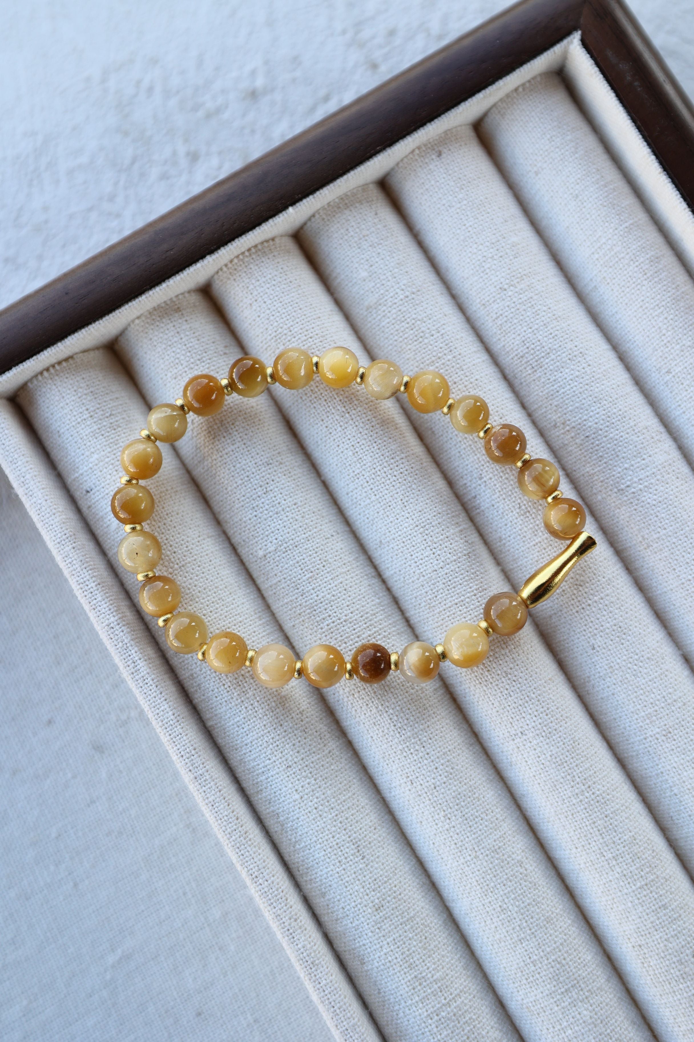 Golden Tiger's Eye Bracelet, 16cm with 7mm Beads