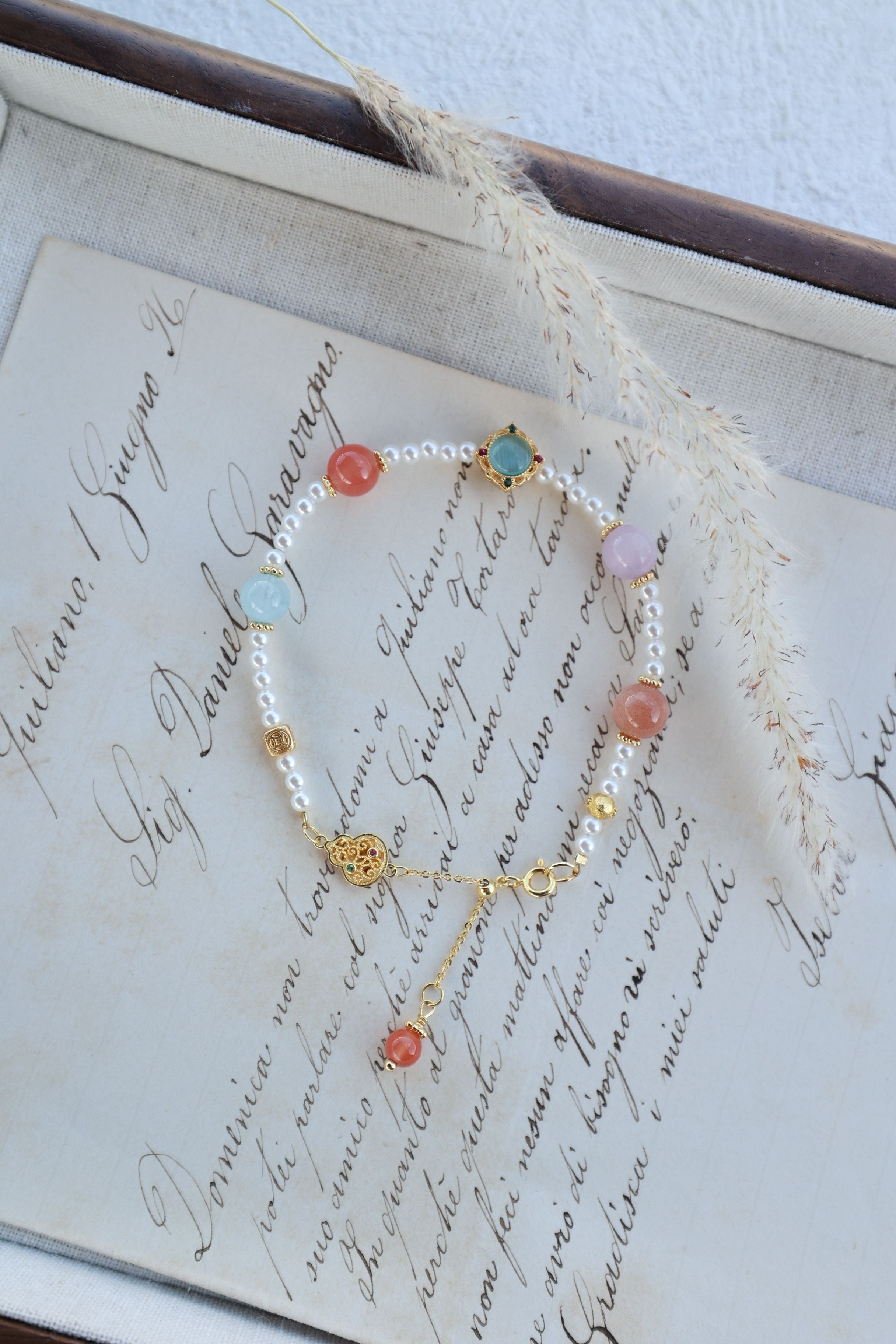 Ocean's Treasure: Pearl & Multi-Gemstone Bracelet - 16cm Vibrant Spectrum