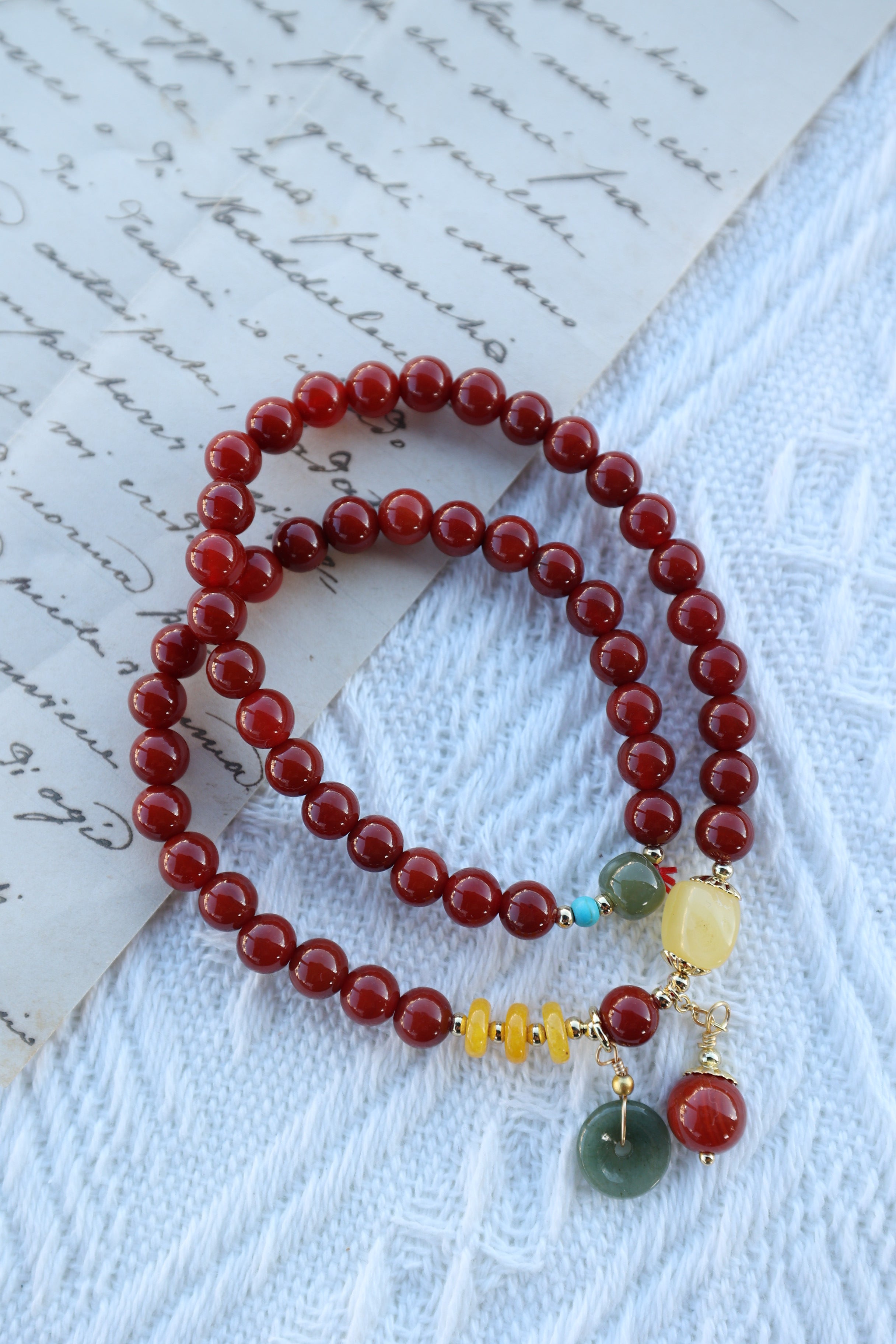 Premium South Red Agate Elastic Bracelet, Adjustable 16cm Length, 7mm Beads