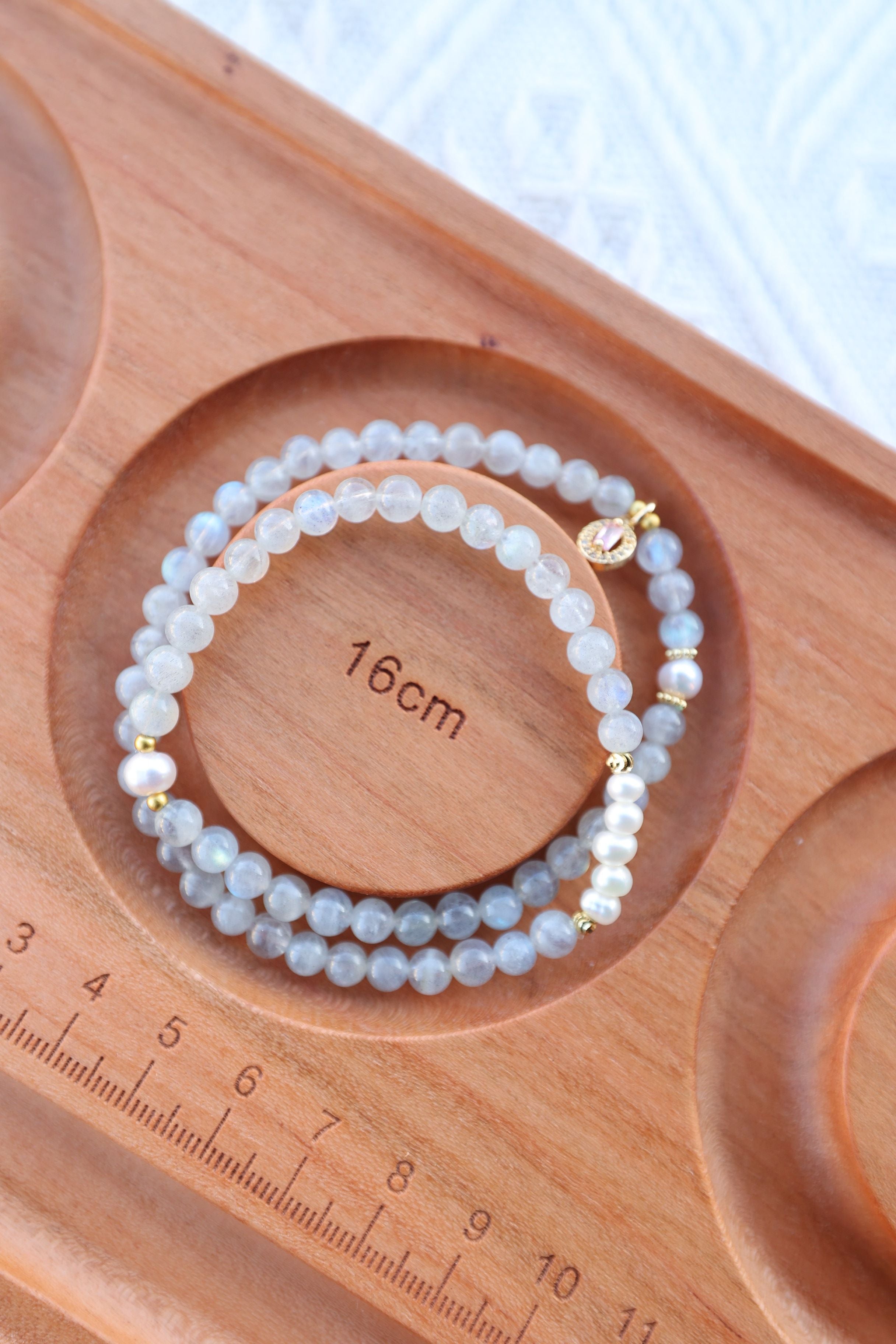 Gray Moonstone and Pearl Bracelet